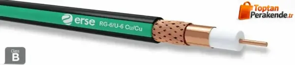 Erse RG6 U6 Cu/Cu Anten Kablosu Siyah Yeşil 100lük